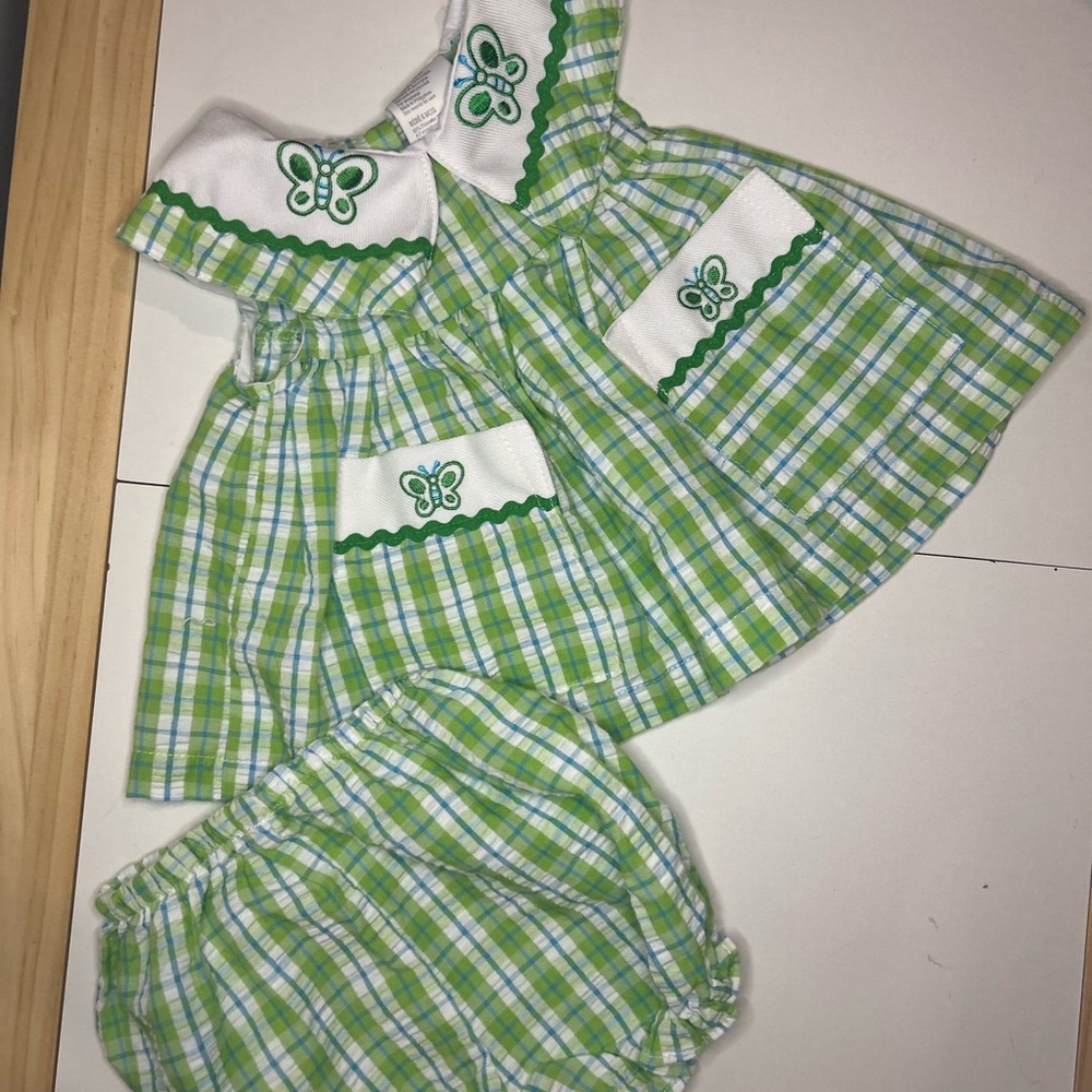 Plaid Baby Dress with Butterfly Detail